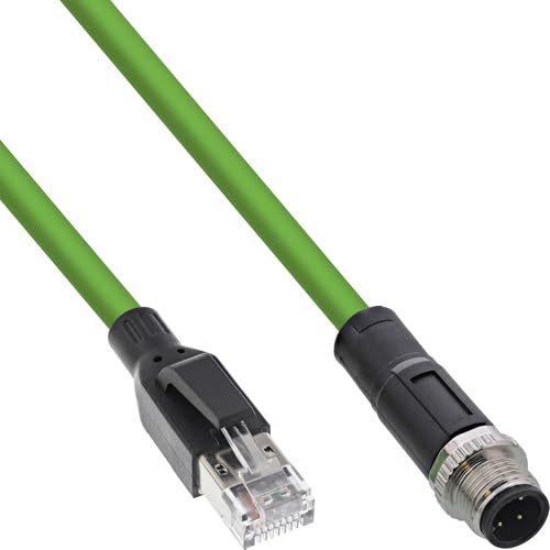 InLine Industrie Netzwerkkabel, M12 4-pin D-kodiert Stecker zu RJ45 Stecker, Ethernet Cat. 5e M12 4-polig, PUR, 20m, 40420 von InLine