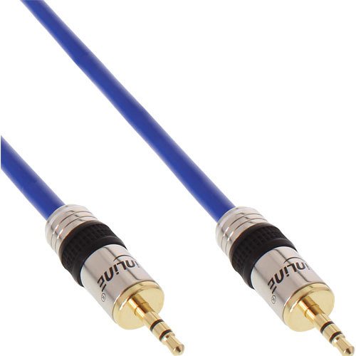 InLine Klinke Audiokabel PREMIUM Qualität 3,5mm St/St Stereo gold/blau 5m von InLine