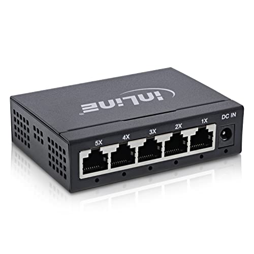 InLine – LAN Switch 5 Port - Netzwerk Gigabit Switch, LAN Splitter, Ethernet Switch, Desktop Netzwerk Verteiler - Metallgehäuse, lüfterlos von InLine