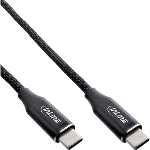InLine MAGNETIC USB-C Ladekabel, magnetisches Kabel, magnetischer Mantel, USB-C auf USB-C Kabel, 100W (5A), Schnellladekabel, Nylon-Gewebemantel, Strom- und Datenübertragung, schwarz, 1m, 35881 von InLine