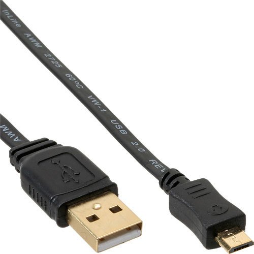 InLine Micro-USB 2.0 Flachkabel USB-A Stecker an Micro-B Stecker schwarz 1m von InLine