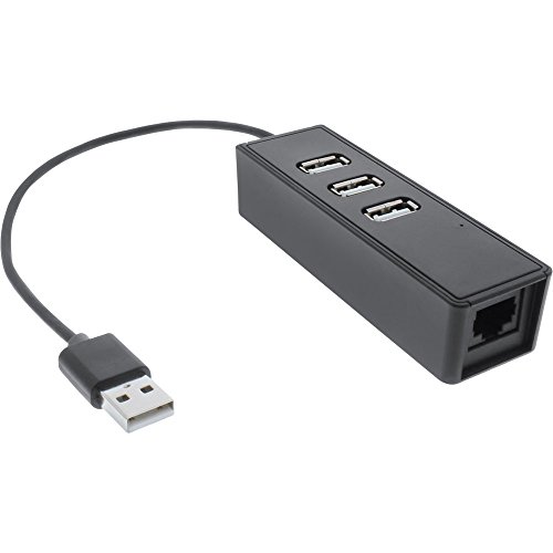 InLine Netzwerkadapter (10/100Mbit, 3-Port, USB 2.0 Hub) schwarz von InLine