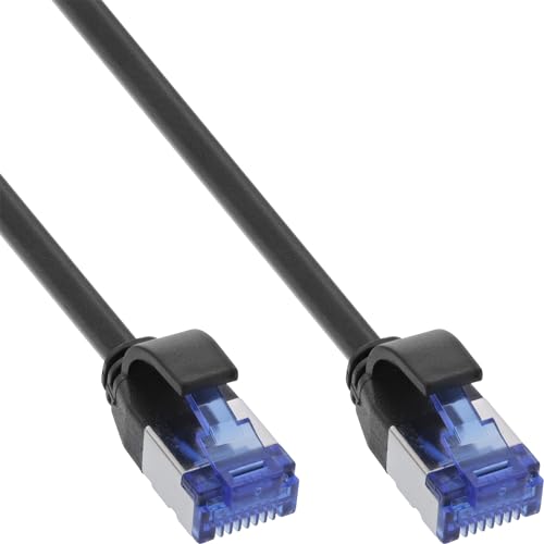 InLine Netzwerkkabel 10m, S/FTP, TPE (LSZH), Cat.6A Patchkabel, 500Mhz, Slim, Gigabit LAN, Netzwerk, Ethernet, Kupfer, PoE, schwarz, 74900S von InLine