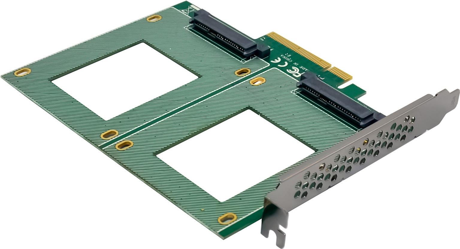 InLine PCIe Karte zu 2x intern U.2 NVMe SFF-8639 Bifurcation x8 (76660P) von InLine