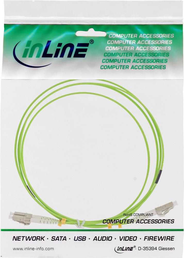 InLine - Patch-Kabel - LC Multi-Mode (M) bis LC Multi-Mode (M) - 15,0m - Glasfaser - 50/125 Mikrometer - OM5 - halogenfrei - grün (88545Q) von InLine