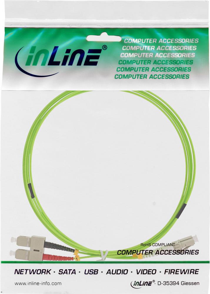 InLine - Patch-Kabel - LC Multi-Mode (M) bis SC multi-mode (M) - 5,0m - Glasfaser - 50/125 Mikrometer - OM5 - halogenfrei - gr�n (88645Q) von InLine