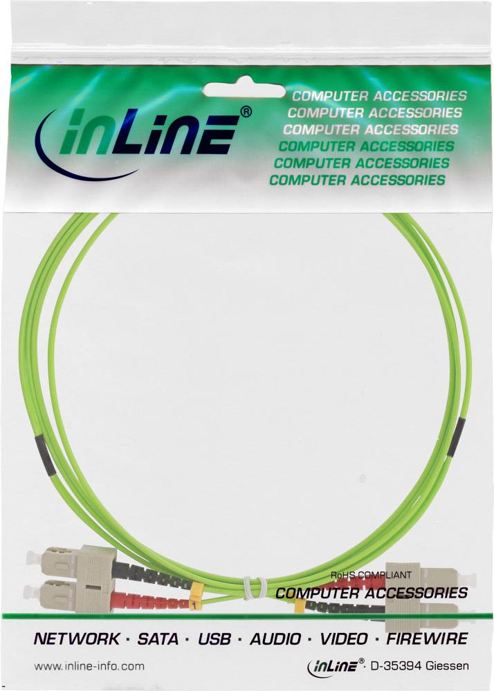 InLine - Patch-Kabel - SC multi-mode (M) bis SC multi-mode (M) - 25,0m - Glasfaser - 50/125 Mikrometer - OM4 - halogenfrei - grün (83525Q) von InLine