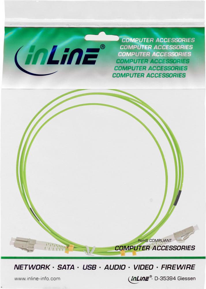 InLine - Patch-Kabel - SC multi-mode (M) bis SC multi-mode (M) - 25,0m - Glasfaser - 50/125 Mikrometer - OM5 - halogenfrei - grün (88525Q) von InLine