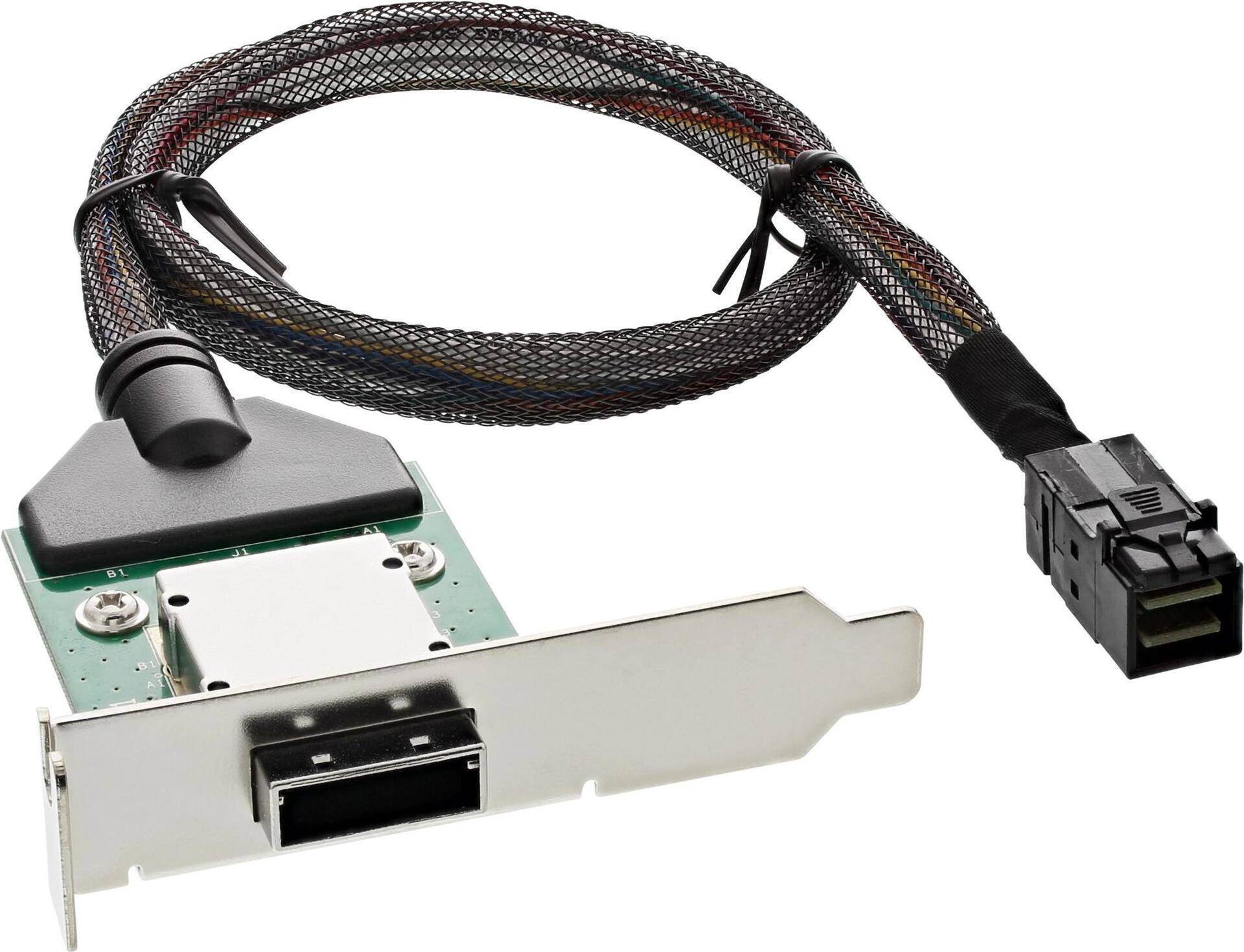 InLine SAS HD LP PCI Slotblech m. Kabel - ext. SFF-8088 auf int. SFF-8643 - 0,75m - SFF-8643 - Mini-SAS - SFF-8808 - Niedriges Profil - Schwarz - Chrom - Grün - 1 Stück(e) (27656C) von InLine