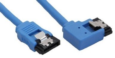 InLine SATA 6Gb/s Anschlusskabel rund abgewinkelt links + Lasche blau 0,5m von InLine