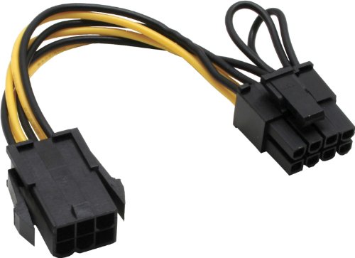 InLine Strom Adapter 6pol zu 8pol für PCIe/PCI-Express Grafikkarten schwarz von InLine