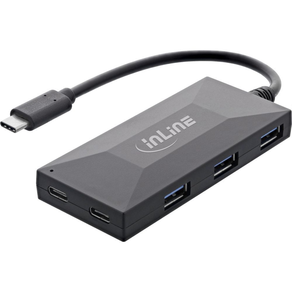 InLine USB 3.2 Gen 1 HUB USB Typ-C zu 3 Port Typ-A und 2 Typ -C mit 3A Netzteil, schwarz von InLine