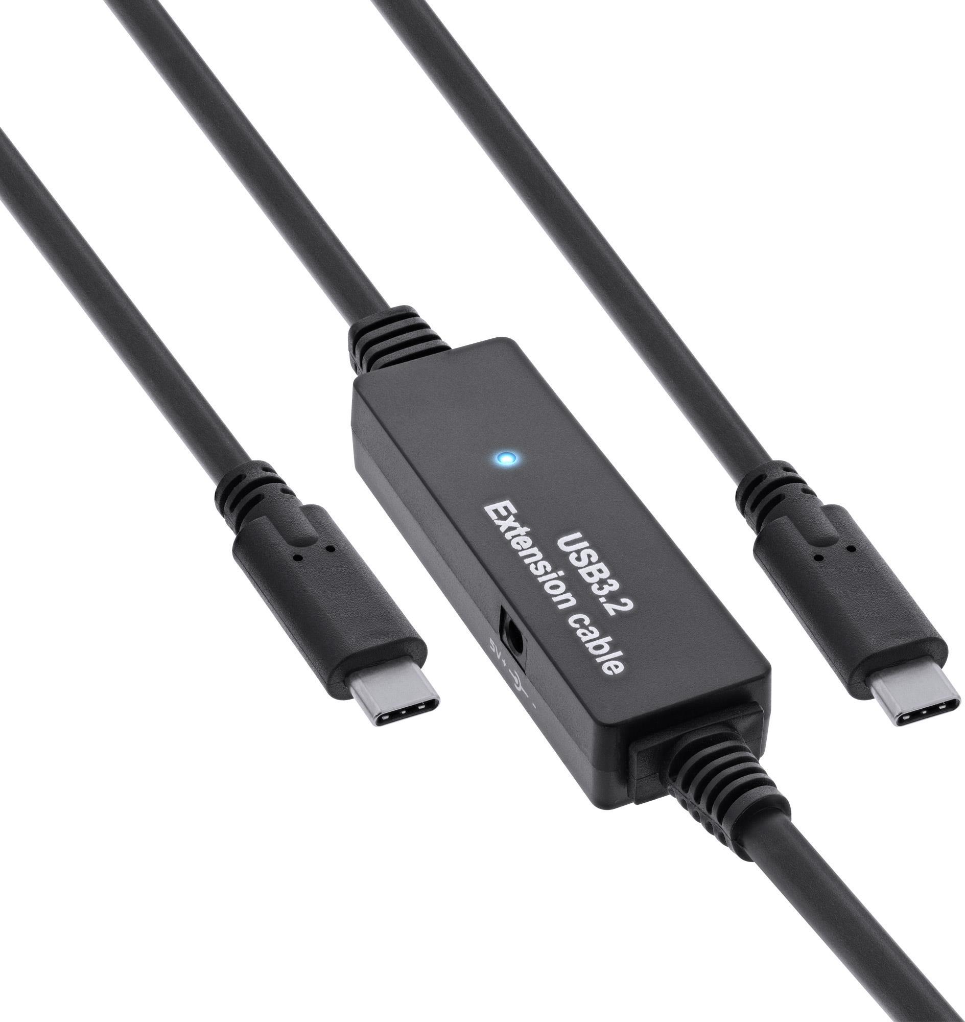 InLine USB 3.2 Gen.1 Aktiv-Kabel - USB-C Stecker an USB-C Stecker - schwarz - 10m (35671C) von InLine