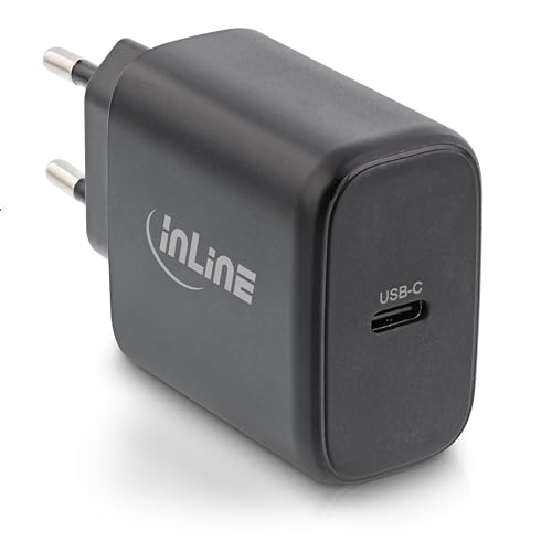 InLine USB-C Ladegerät, GaN Technologie, 65W, Schnellladegerät, Netzteil für MacBook Pro/Air, iPhone/Pro/Mini, iPad Pro, Pixel und mehr, schwarz, 31506D von InLine