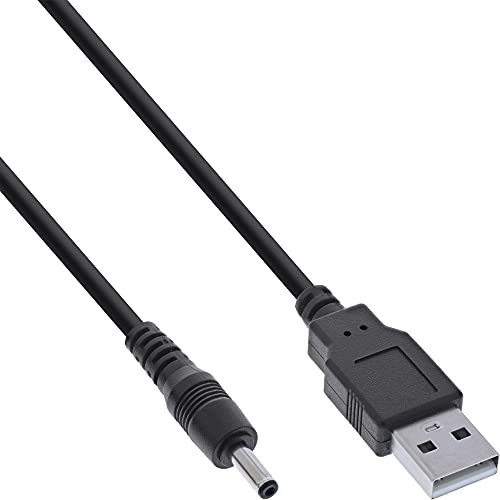 InLine USB DC Stromadapterkabel, USB A Stecker zu DC 3,5x1,35mm Hohlstecker, schwarz, 1m 26806A von InLine
