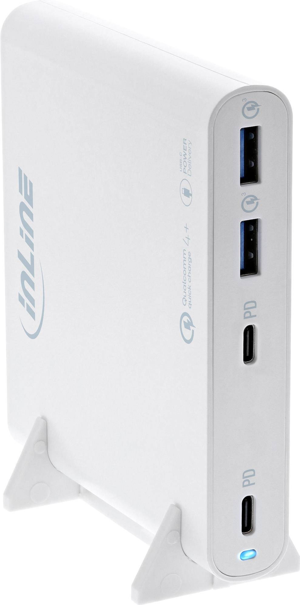InLine USB Netzteil GaN Ladegeraet 4-Port 2x USB-C+ USB-A 120W weiß (31515W) von InLine