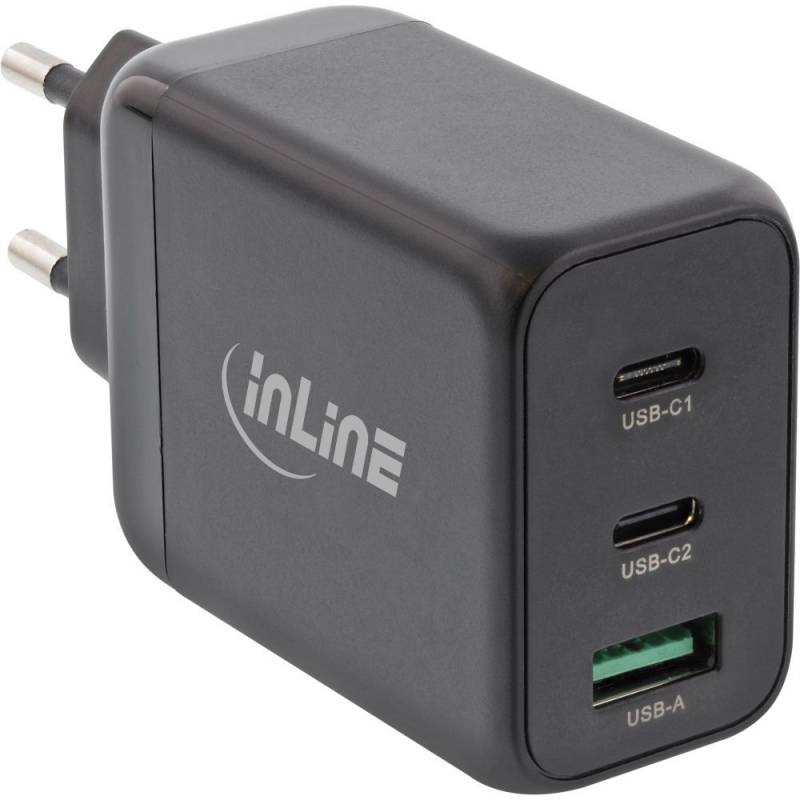 InLine USB PD Netzteil, GaN Ladegerät, 3-Port Dual USB-C + USB-A, 65W, schwarz von InLine