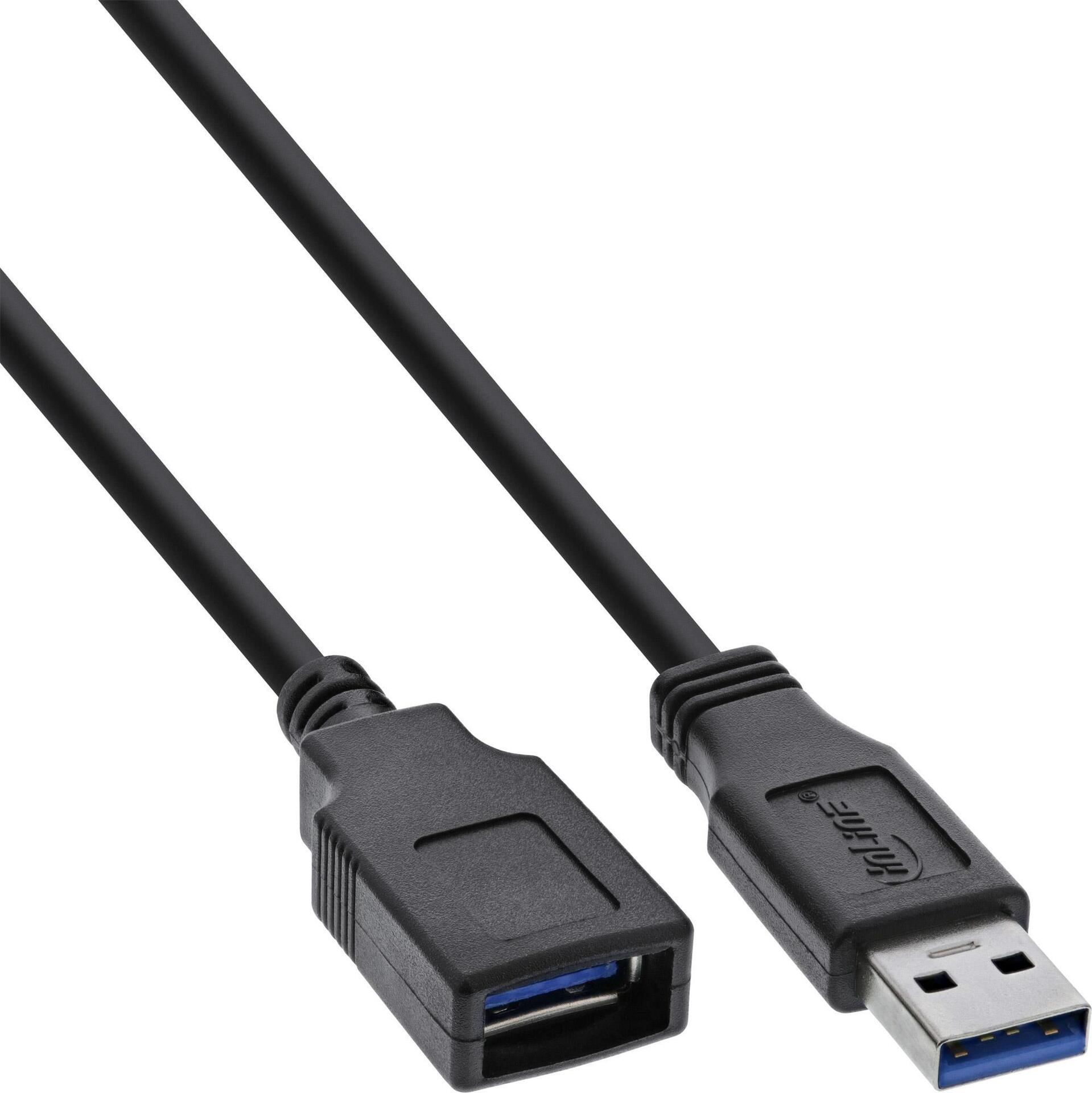 InLine - USB-Verlängerungskabel - USB Typ A (M) zu USB Typ A (W) - USB 3,2 Gen 1 - 2,0m - Schwarz (Packung mit 50) (B-35620) von InLine