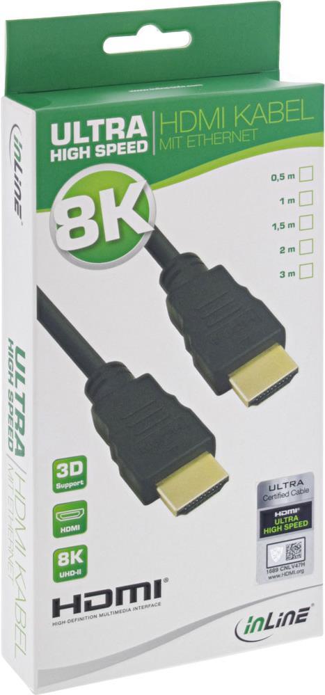 InLine - Ultra High Speed HDMI-Kabel - HDMI (M) bis HDMI (M) - 1,5m - Dreifachisolierung - Schwarz - 8K Unterstützung (17911A) von InLine