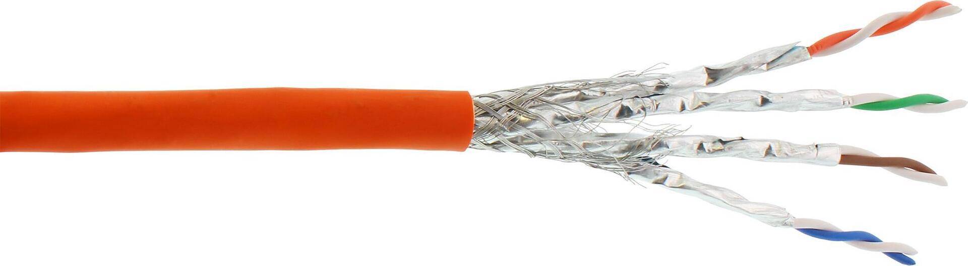 InLine VerlegekabelCat.7a Rohkabel S/FTP PiMF 4x2x0.58 AWG23 1200MHz B2ca halogenfrei orange - Verlegekabel - Netzwerk - SFTP - 300 m - low-smoke - zero-halogen - halogenfrei (71300I) von InLine
