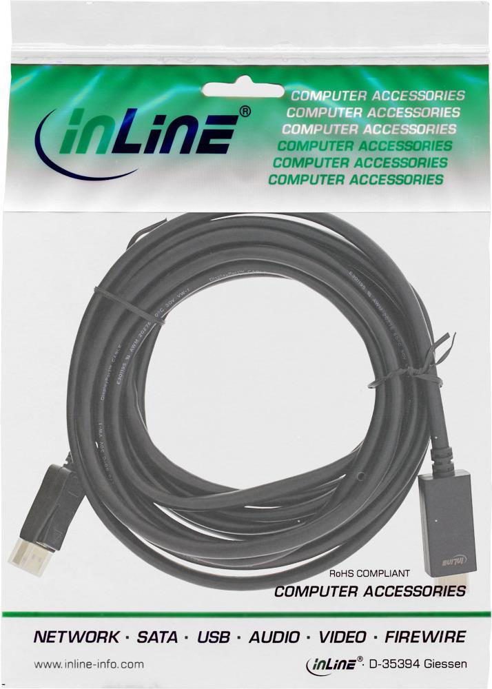 InLine - Videokabel - DisplayPort / HDMI - DisplayPort (M) bis HDMI (M) - 5,0m - Dreifachisolierung - Schwarz - 4K Unterstützung (17185I) von InLine