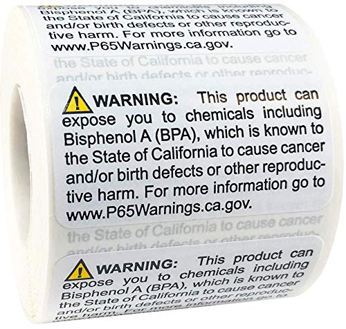 California Proposition 65 Enthält Warnung Bisphenol A BPA-Etiketten 1 x 2 Zoll 500 Adhesive Aufkleber von InStockLabels.com