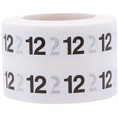 Weiß Kreis mit Schwarz Number 12 Aufkleber, 1/2 Zoll-Runde, 1000 Labels auf einer Rolle Weiß Kreis mit Schwarz Number 12 Aufkleber, 1/2 Zoll-Runde, 1000 Labels auf einer Rolle von InStockLabels.com