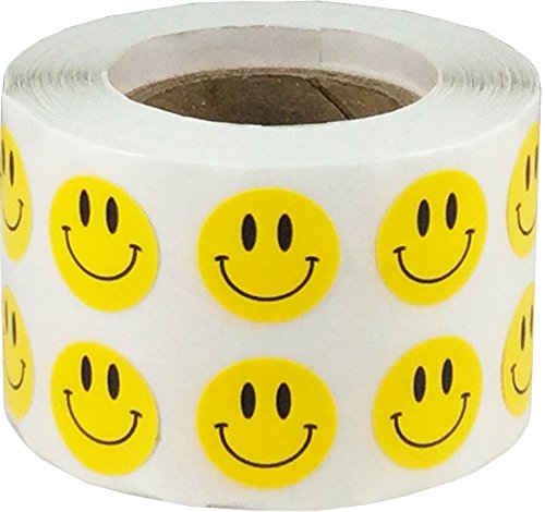 Yellow Happy Face-Etiketten 0,50 Zoll 1.000 Gesamt Adhesive Aufkleber von InStockLabels.com