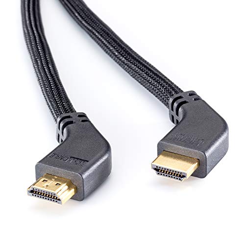 Eagle Cable by INAKUSTIK – 10011008 - Deluxe High Speed HDMI 2.0b Kabel mit Ethernet | gewinkelte Stecker für platzsparenden Anschluss | 0,8m in Schwarz | 2160p - ARC - HD Audio | mit Geflechtschirm von Inakustik