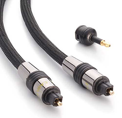 Eagle Cable by INAKUSTIK – 10021007 – Deluxe Optokabel | für Digitale Audiosignale | 0,75m in Schwarz | Nylonleiter für max. Lichtleitfähigkeit - inkl. 1 Stück Miniklinken Adapter| mit Geflechtschirm von Inakustik