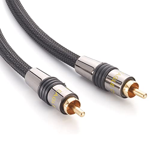 Eagle Cable by INAKUSTIK – 10030030 – Deluxe Video/Digital - Cinch -> Cinch| Übertragung von digitalen Tonsignalen | 3,00m in Schwarz |schwarzer Geflechtschirm | Metallstecker| mit Geflechtschirm von Inakustik