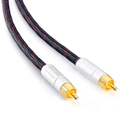 Eagle Cable by INAKUSTIK – 10070202 – High End Deluxe Subwoofer-Kabel 1 x RCA -> 1 x RCA | 2,0m | Made in Germany | High Speed OFC-Kupferleiter | gelackte 0,10mm Litzen | Luftgeschäumte PE Isolation von Inakustik
