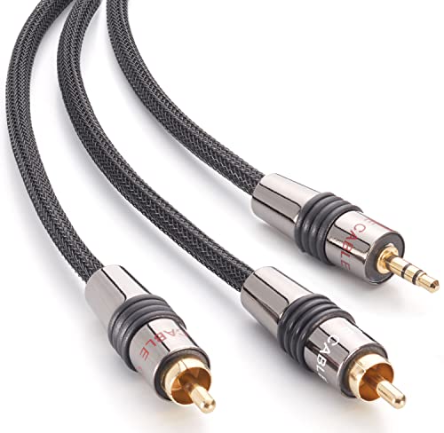 Eagle Cable by INAKUSTIK – 10071108 – Deluxe Klinkenadapter - 3,5mm Klinke -> 2 x RCA | Anschluss von Smartphones Tablets PC HiFi-Verstärker | 0,8m in Schwarz | 2-fache Abschirmung | Geflechtschirm von Inakustik