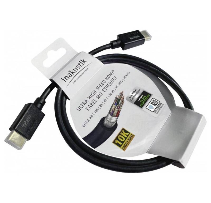 Inakustik Inakustik HDMI 2.1 3m Kabel Schwarz Elektro-Kabel, Ultra High-Speed HDMI 2.1, Ultra High-Speed HDMI 2.1, Vergoldete Kontakte für optimale Übertragung von Inakustik