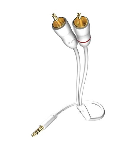 inakustik – 0031000075 – Star Klinkenadapter - 3,5mm Klinke -> 2 x RCA | Für den Anschluss vom Smartphones, Tablets oder PC an HiFi-Verstärker | 0,75m in Weiß | Folienschirm gegen äußere Störeinflüsse von Inakustik