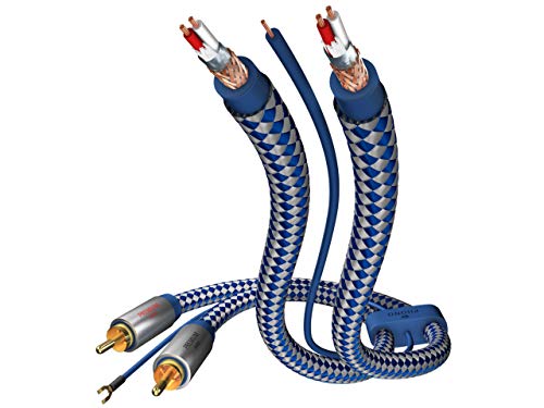 inakustik - 00405115 - Premium Phonokabel (Cinch, RCA) | Separate Masseleitung | 1,50m in Blau/Silber | 2-fache Abschirmung - Vollmetallstecker | Kabeldurchmesser: 6,0 mm - moderner Geflechtschirm von Inakustik