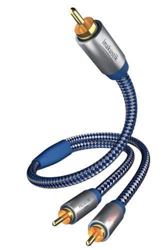 inakustik – 0040802 – Premium Y-Subwooferkabel | Für kraftvollen und dynamischen Bass dank eines hohen Kupfergehaltes | 2,0m in Blau/Silber | 2-fache Abschirmung - Vollmetallstecker - moderner Geflechtschirm von Inakustik