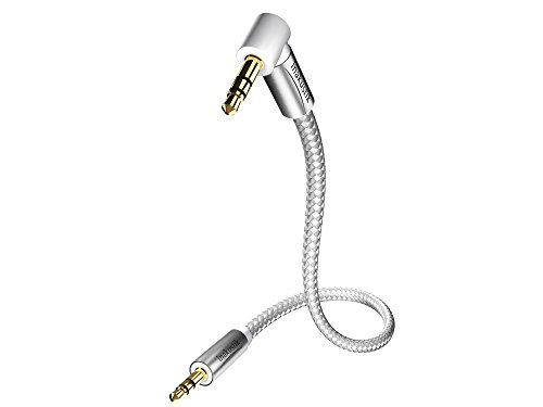 inakustik – 0041040075 – Premium 3,5mm Klinkenkabel mit 90° Stecker | Für den Anschluss vom Smartphones, Tablets oder PC an HiFi-Verstärker | 0,75m in Weiß/Silber | moderner Geflechtschirm von Inakustik