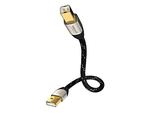 inakustik 00670001 Kabel USB 2.0 1 m für PC/Mac/dacusb/Streamer/Tablet schwarz/Silber von Inakustik