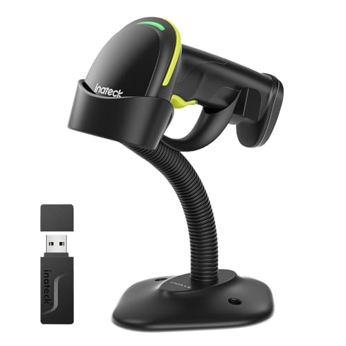 Inateck 2D Barcode Scanner mit Intelligentem Ständer, Kabellos QR Code Scanner, Handscanner mit APP und SDK, 2D Imager mit 2600mAh Akku, BCST-35, Grün von Inateck