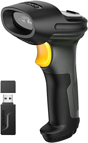 Inateck Barcode Scanner Bluetooth, 1D Wirless Barcode Scanner, 100M Übertragungsreichweite 2,4GHz, 2600 mAh Akkukapazität, Scannen Barcodes auf dem Bildschirm, Pro 7 von Inateck