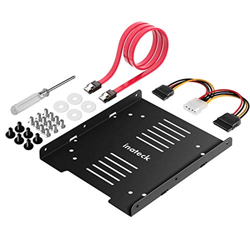 Inateck Einbaurahmen für 2,5" HDD/SSD, 2,5" auf 3,5" interner Dual Festplattenrahmen, unterstützt 1 SSD/HDD, inkl. Montagezubehör und SATA 3 Kabel von Inateck