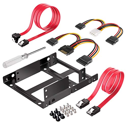 Inateck Einbaurahmen für 2,5" HDD/SSD, 2,5" auf 3,5" interner Dual Festplattenrahmen, unterstützt 1 oder 2 SSD/s, inkl. Montagezubehör und SATA 3 Kabel von Inateck