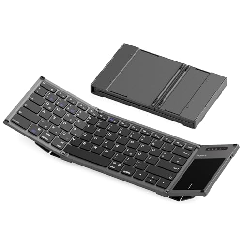Inateck Faltbare Mini Tastatur, KI-Funktion mit Touchpad,3 Bluetooth-Kanälen, kompatibel mit iPadOS Android, Windows, QWERTZ, KB06101 Inateck Faltbare Mini Tastatur, KI-Funktion mit Touchpad,3 Bluetooth-Kanälen, kompatibel mit iPadOS Android, Windows, QWERTZ, KB06101 von Inateck