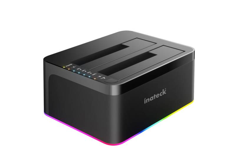 Inateck Festplatten-Dockingstation RGB USB-C Port mit Offline-Klonen, für 2,5/3,5 Zoll SATA HDDs und SSDs, 2 x 20TB Dual Bay Docking Station, UASP unterstützt von Inateck