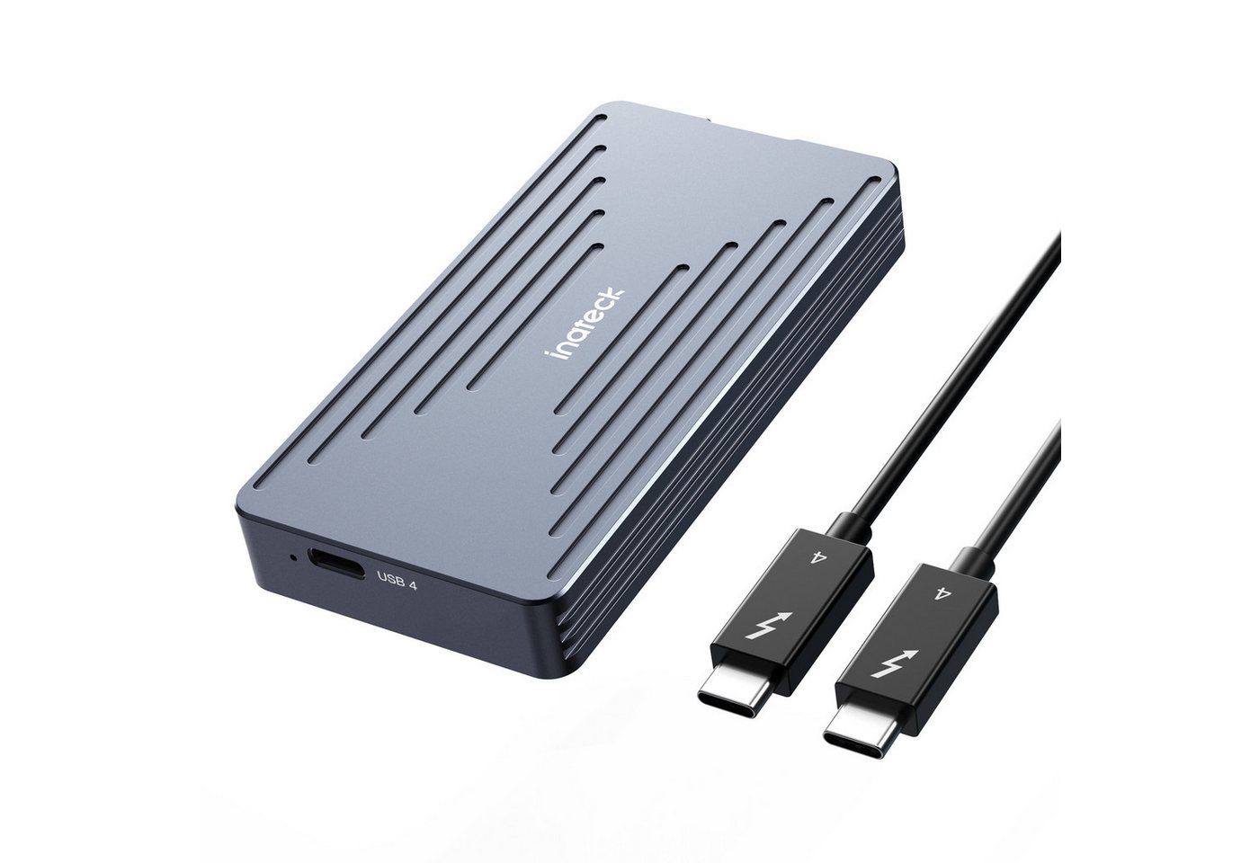 Inateck Festplatten-Gehäuse 40Gbps M.2 NVMe SSD-Gehäuse, Aluminium Festplattengehäuse, USB4.0/Thunderbolt 4, unterstützt 2230/2242/2260/2280 SSDs, M-Key von Inateck