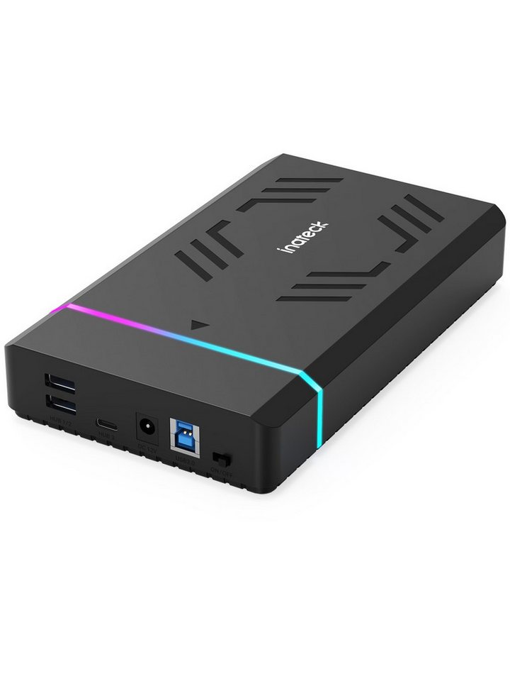 Inateck Festplatten-Gehäuse für 2.5''/3.5'' SATA HDD und SSD, RGB, mit 2*USB A- und 1*USB C-Anschlüsse von Inateck