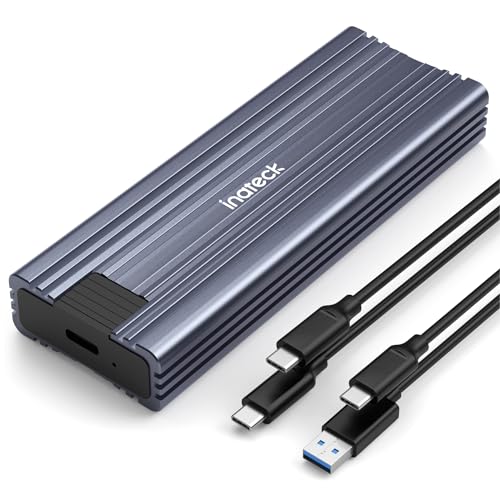 Inateck NVMe M.2 USB 3.2 Festplattengehäuse mit Kühlkissen 10 Gbps, unterstützt M.2 SATA B+M Key und NVMe M Key/B+M Key SSD (2242, 2260, 2280) mit USB CC und USB AC Kabel, werkzeuglos, FE2025 von Inateck