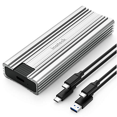 Inateck NVMe M.2 USB 3.2 Festplattengehäuse mit Kühlkissen 10 Gbps, unterstützt M.2 SATA B+M Key und NVMe M Key/B+M Key SSD (2242, 2260, 2280) mit USB CC und USB AC Kabel, werkzeuglos, FE2025 von Inateck
