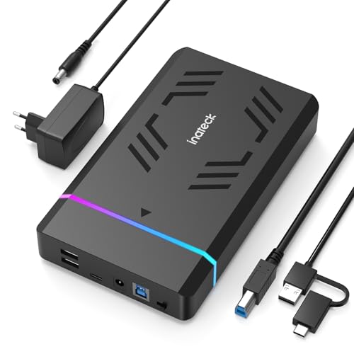 Inateck RGB 3.5 Zoll Festplattengehäuse, USB 3.0 Externes Festplattengehäuse für 2.5''/3.5'' SATA HDD und SSD, mit Erweiterungsanschlüssen und 12V/2A Stromadapter, unterstützt bis zu 20TB, FE3003 Inateck RGB 3.5 Zoll Festplattengehäuse, USB 3.0 Externes Festplattengehäuse für 2.5''/3.5'' SATA HDD und SSD, mit Erweiterungsanschlüssen und 12V/2A Stromadapter, unterstützt bis zu 20TB, FE3003 von Inateck